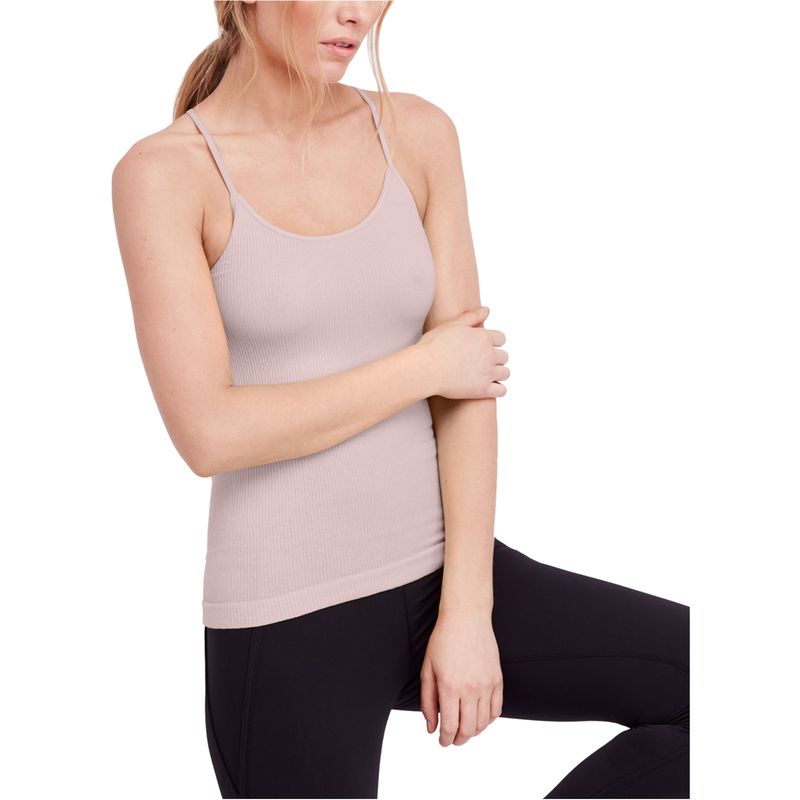 Free People Womens Ribbed Racerback Tank Top, Pink, Xs/S, Dm